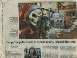 Penelope Torribio's Teen Puppet Making workshop Covered in Newspaper