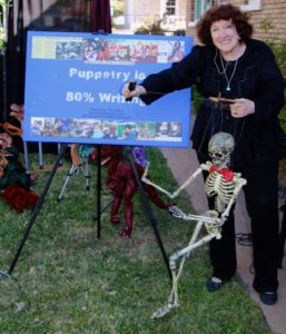 Educator, Penelope used puppetry to teach creative writing to preschool, elementary, jr high and particularly high school students.